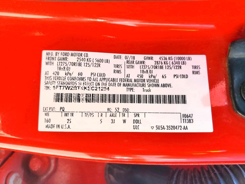 Продажа на аукционе авто 2019 Ford F250, vin: 1FT7W2BT4KEC21204, номер лота: 60243856