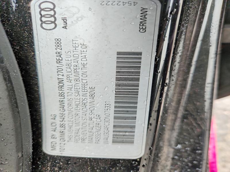 2013 Audi A7 მანქანა იყიდება აუქციონზე, vin: WAU3GAFC3DN075331, აუქციონის ნომერი: 60750596