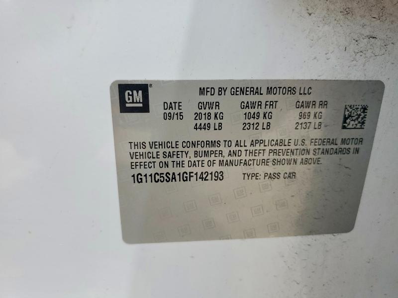 61377566 :رقم المزاد ، 1G11C5SA1GF142193 vin ، 2016 Chevrolet Malibu Limited مزاد بيع