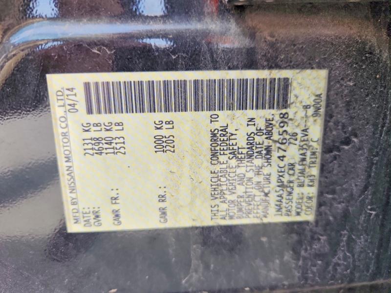 Продажа на аукционе авто 2014 Nissan Maxima, vin: 1N4AA5APXEC476598, номер лота: 62579186