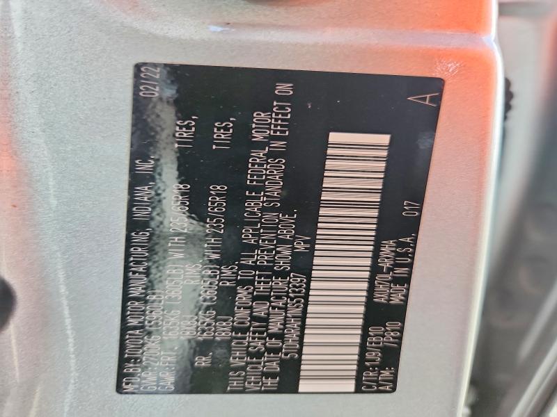 62722066 :رقم المزاد ، 5TDHARAH1NS513397 vin ، 2022 Toyota Highlander Hybrid مزاد بيع