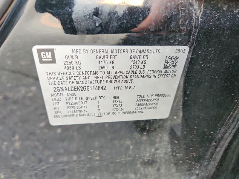 2016 Chevrolet Equinox მანქანა იყიდება აუქციონზე, vin: 2GNALCEK2G6114842, აუქციონის ნომერი: 63056116