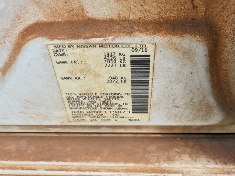 2017 Nissan Altima მანქანა იყიდება აუქციონზე, vin: 1N4AL3AP0HC119823, აუქციონის ნომერი: 60697336