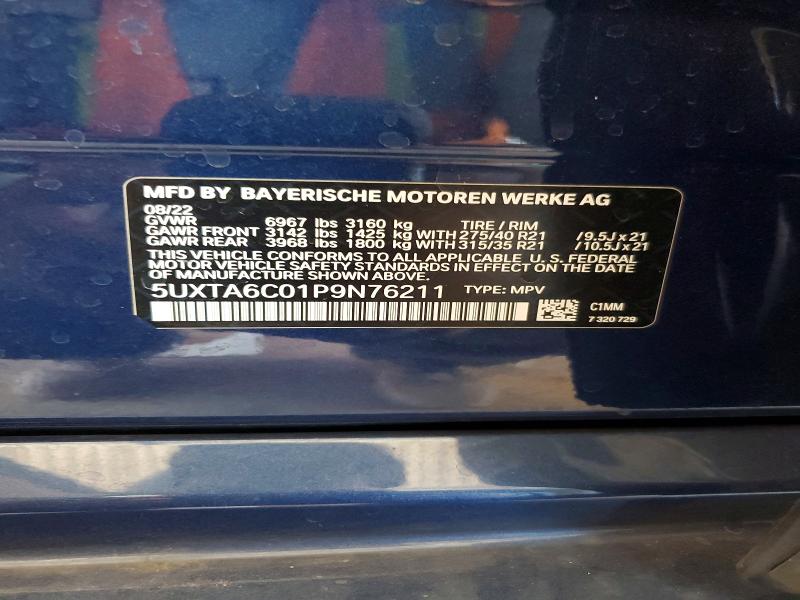 2023 Bmw X5 მანქანა იყიდება აუქციონზე, vin: 5UXTA6C01P9N76211, აუქციონის ნომერი: 60588746