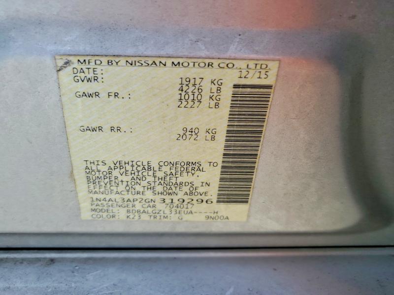 62276596 :رقم المزاد ، 1N4AL3AP2GN319296 vin ، 2016 Nissan Altima مزاد بيع