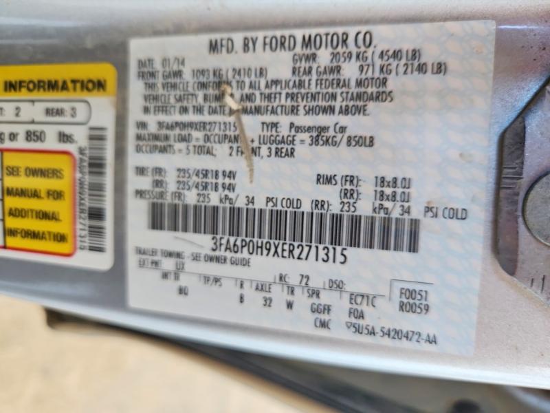 Продаж на аукціоні авто 2014 Ford Fusion, vin: 3FA6P0H9XER271315, номер лоту: 61428546