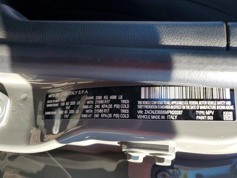 Продажа на аукционе авто 2021 Jeep Renegade, vin: ZACNJDBB6MPN20287, номер лота: 59696706