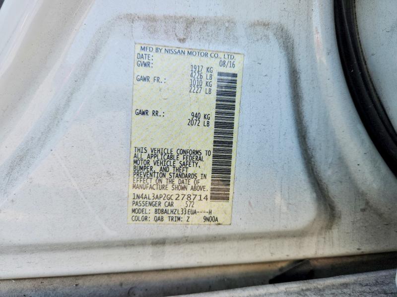 97684785 :رقم المزاد ، 1N4AL3AP2GC278714 vin ، 2016 Nissan Altima مزاد بيع