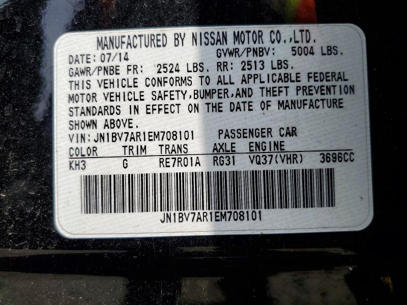 2014 Infiniti Q50 მანქანა იყიდება აუქციონზე, vin: JN1BV7AR1EM708101, აუქციონის ნომერი: 61685566