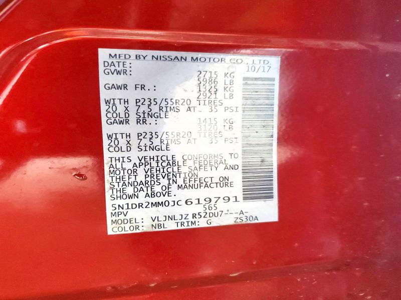 60396666 :رقم المزاد ، 5N1DR2MM0JC619791 vin ، 2018 Nissan Pathfinder مزاد بيع