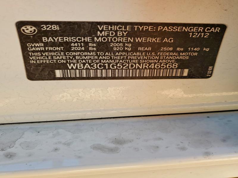 63020666 :رقم المزاد ، WBA3C1G52DNR46568 vin ، 2013 Bmw 328 مزاد بيع