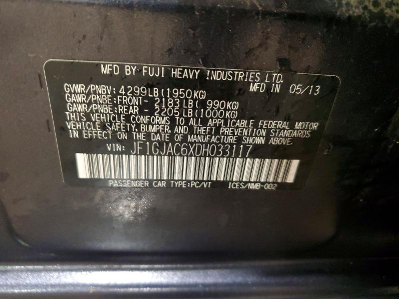 Aukcja sprzedaży 2013 Subaru Impreza, vin: JF1GJAC6XDH033117, numer aukcji: 59252496