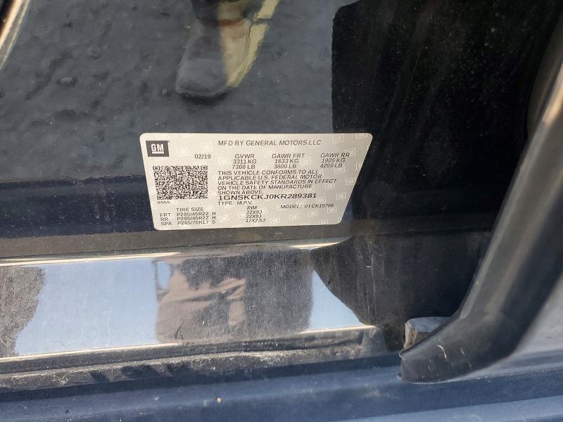 Продажа на аукционе авто 2019 Chevrolet Tahoe, vin: 1GNSKCKJ0KR289381, номер лота: 61343086