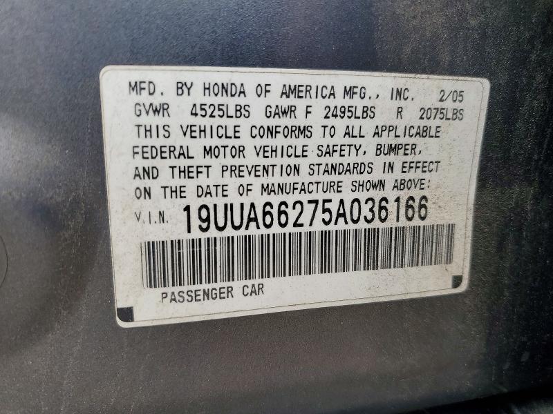 Продаж на аукціоні авто 2005 Acura Tl, vin: 19UUA66275A036166, номер лоту: 62157496