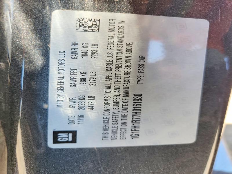 60490236 :رقم المزاد ، 1G1FH1R77H0161930 vin ، 2017 Chevrolet Camaro مزاد بيع