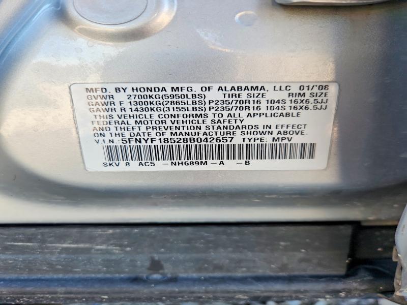 Aukcja sprzedaży 2008 Honda Pilot, vin: 5FNYF18528B042657, numer aukcji: 62997146