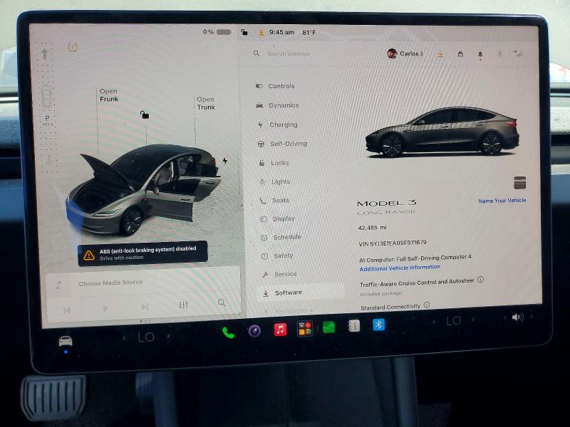 2025 Tesla Model 3 მანქანა იყიდება აუქციონზე, vin: 5YJ3E1EA0SF971879, აუქციონის ნომერი: 62496096