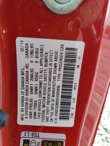 Aukcja sprzedaży 2014 Honda Civic Ex, vin: 2HGFG3B83EH509496, numer aukcji: 62388323