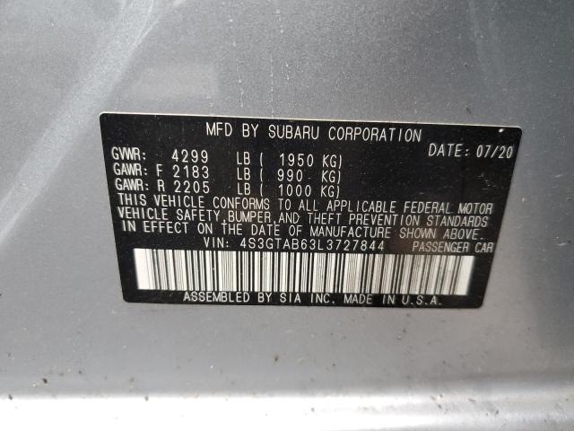 2020 Subaru Impreza მანქანა იყიდება აუქციონზე, vin: 4S3GTAB63L3727844, აუქციონის ნომერი: 63028933