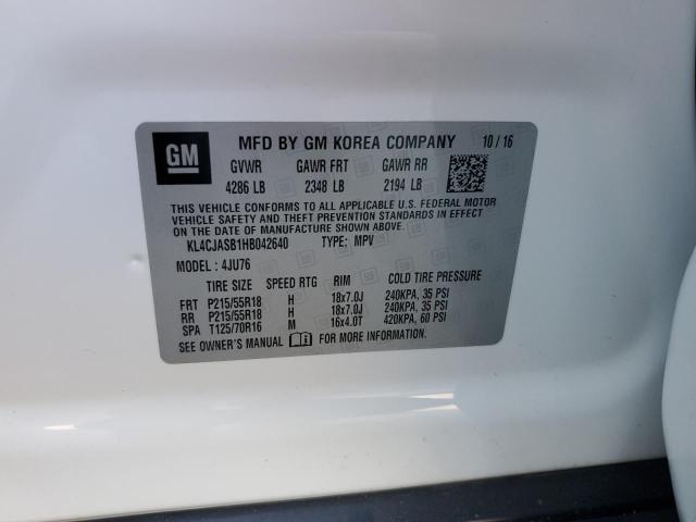 61730003 :رقم المزاد ، KL4CJASB1HB042640 vin ، 2017 Buick Encore Preferred مزاد بيع
