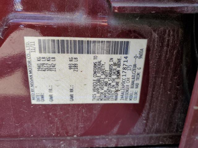 2012 Nissan Altima Base მანქანა იყიდება აუქციონზე, vin: 1N4AL2AP0CC178714, აუქციონის ნომერი: 65787473