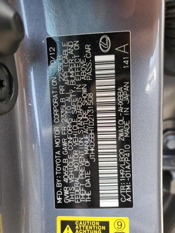 63748833 :رقم المزاد ، JTHKD5BH1D2131508 vin ، 2013 Lexus Ct 200 مزاد بيع