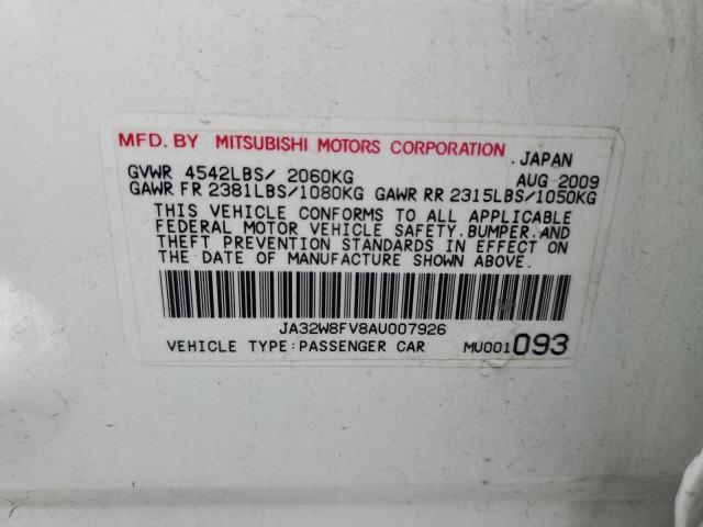 Aukcja sprzedaży 2010 Mitsubishi Lancer Evolution Gsr, vin: JA32W8FV8AU007926, numer aukcji: 62485733