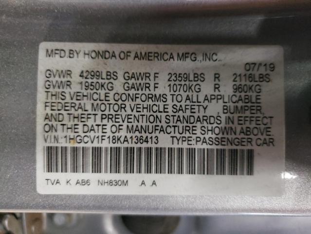 Aukcja sprzedaży 2019 Honda Accord Lx, vin: 1HGCV1F18KA136413, numer aukcji: 62442703