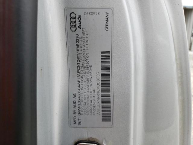 2012 Audi A5 Premium Plus მანქანა იყიდება აუქციონზე, vin: WAULFAFR4CA003535, აუქციონის ნომერი: 65792403