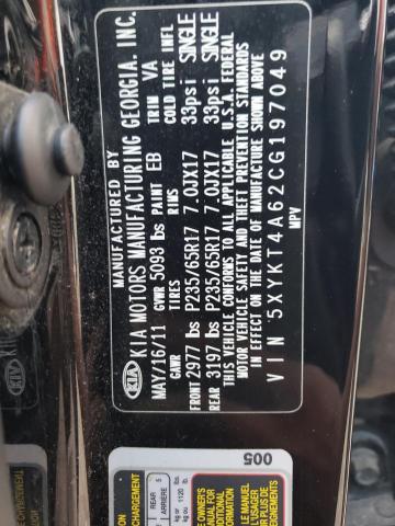 2012 Kia Sorento Base მანქანა იყიდება აუქციონზე, vin: 5XYKT4A62CG197049, აუქციონის ნომერი: 64177703