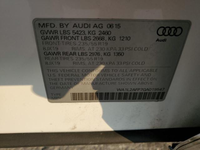 2016 Audi Q5 Premium Plus მანქანა იყიდება აუქციონზე, vin: WA1L2AFP7GA019547, აუქციონის ნომერი: 66365153
