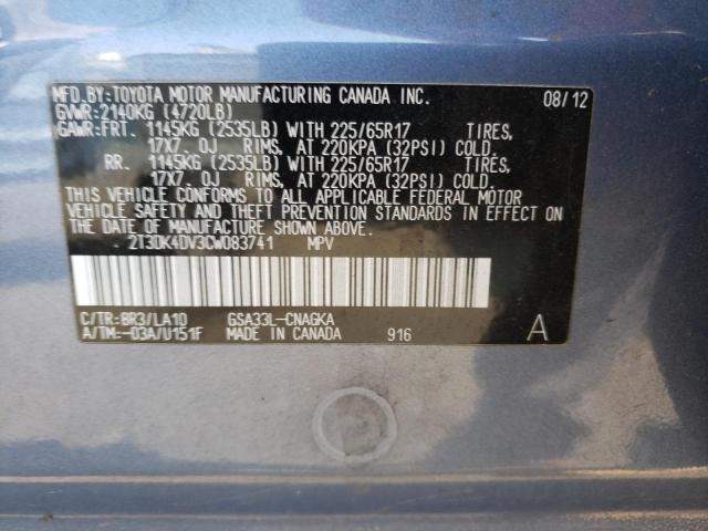 Aukcja sprzedaży 2012 Toyota Rav4 Limited, vin: 2T3DK4DV3CW083741, numer aukcji: 65927633