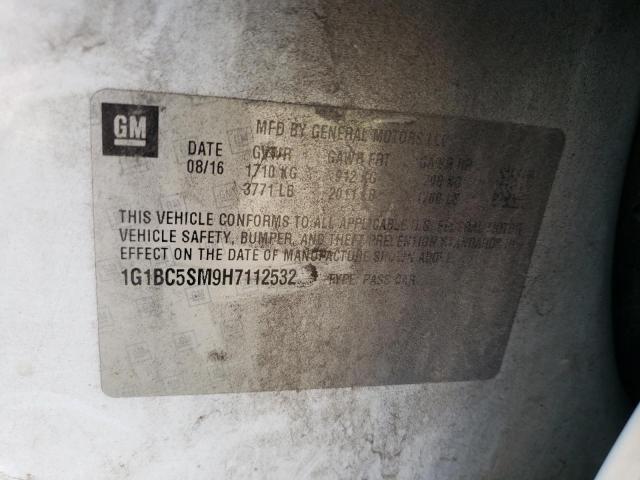 Aukcja sprzedaży 2017 Chevrolet Cruze Ls, vin: 1G1BC5SM9H7112532, numer aukcji: 65460103