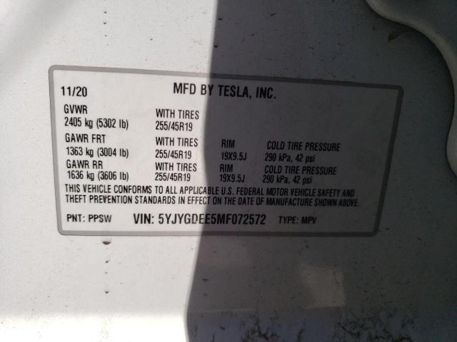 Aukcja sprzedaży 2021 Tesla Model Y, vin: 5YJYGDEE5MF072572, numer aukcji: 65978603