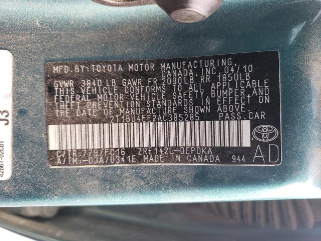 62602803 :رقم المزاد ، 2T1BU4EE2AC385285 vin ، 2010 Toyota Corolla Base مزاد بيع