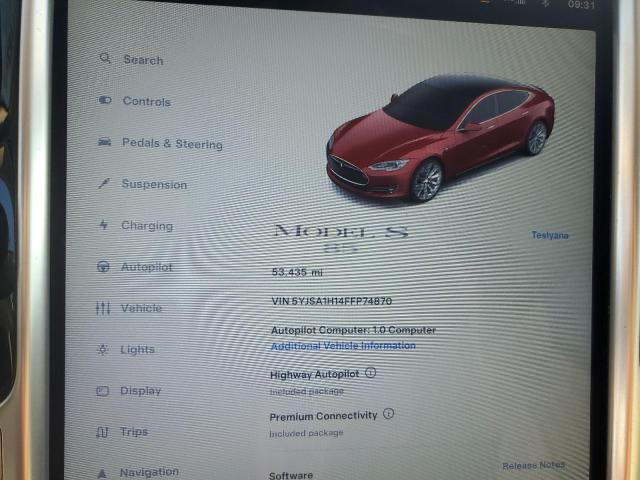 63611153 :رقم المزاد ، 5YJSA1H14FFP74870 vin ، 2015 Tesla Model S 85 مزاد بيع