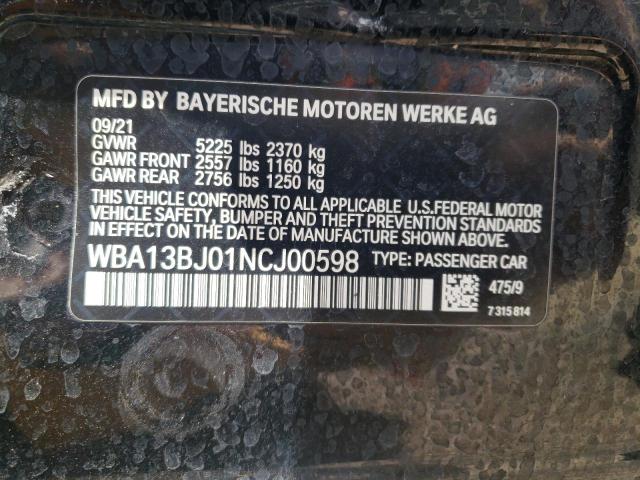 Aukcja sprzedaży 2022 Bmw 530 Xi, vin: WBA13BJ01NCJ00598, numer aukcji: 65558793