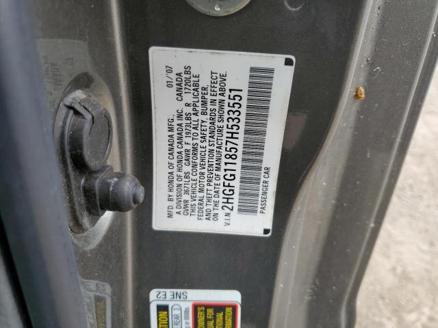 Aukcja sprzedaży 2007 Honda Civic Ex, vin: 2HGFG11857H533551, numer aukcji: 66011983