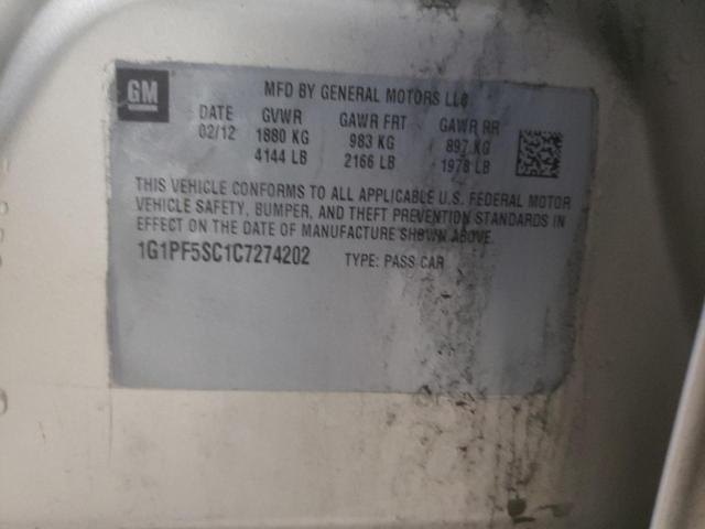2012 Chevrolet Cruze Lt მანქანა იყიდება აუქციონზე, vin: 1G1PF5SC1C7274202, აუქციონის ნომერი: 63032573