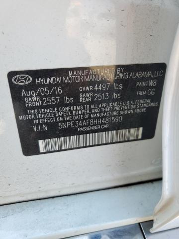 2017 Hyundai Sonata Sport მანქანა იყიდება აუქციონზე, vin: 5NPE34AF8HH481590, აუქციონის ნომერი: 64177093
