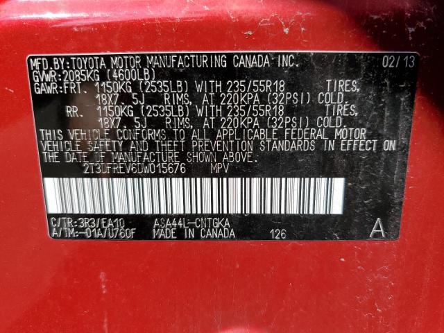 64499203 :رقم المزاد ، 2T3DFREV6DW015676 vin ، 2013 Toyota Rav4 Limited مزاد بيع