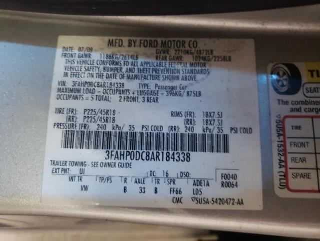 Aukcja sprzedaży 2010 Ford Fusion Sport, vin: 3FAHP0DC8AR184338, numer aukcji: 63495423