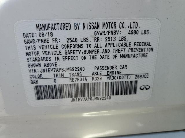 2018 Infiniti Q50 Luxe მანქანა იყიდება აუქციონზე, vin: JN1EV7AP6JM592240, აუქციონის ნომერი: 63670013