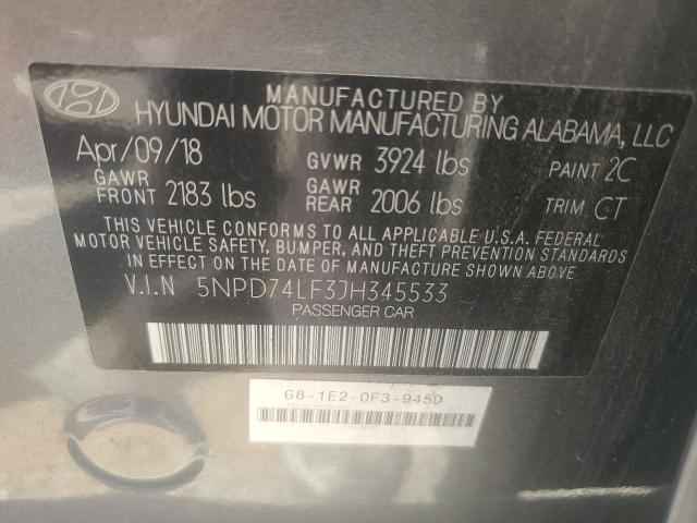 2018 Hyundai Elantra Se მანქანა იყიდება აუქციონზე, vin: 5NPD74LF3JH345533, აუქციონის ნომერი: 65736903