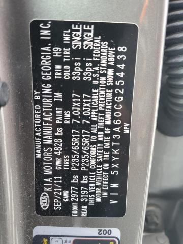 2012 Kia Sorento Base მანქანა იყიდება აუქციონზე, vin: 5XYKT3A60CG254438, აუქციონის ნომერი: 66304943