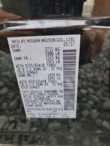 Auction sale of the 2017 Nissan Pathfinder S, vin: 5N1DR2MN7HC685841, lot number: 65728043