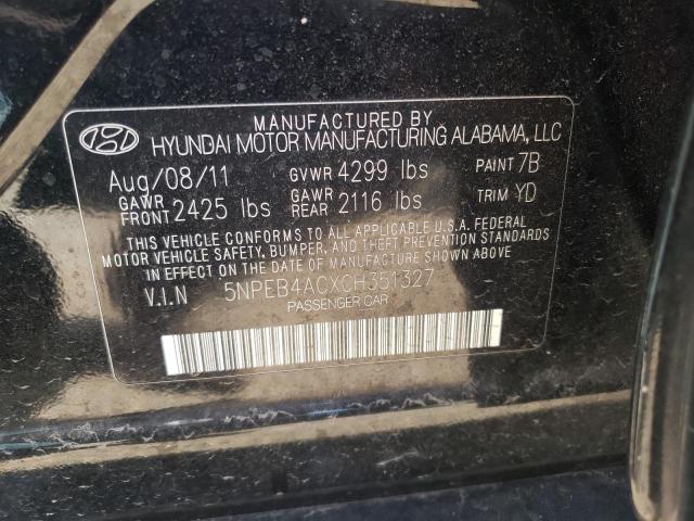Продаж на аукціоні авто 2012 Hyundai Sonata Gls, vin: 5NPEB4ACXCH351327, номер лоту: 61935643
