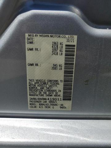2021 Nissan Altima Sv მანქანა იყიდება აუქციონზე, vin: 1N4BL4DV0MN419011, აუქციონის ნომერი: 65436293
