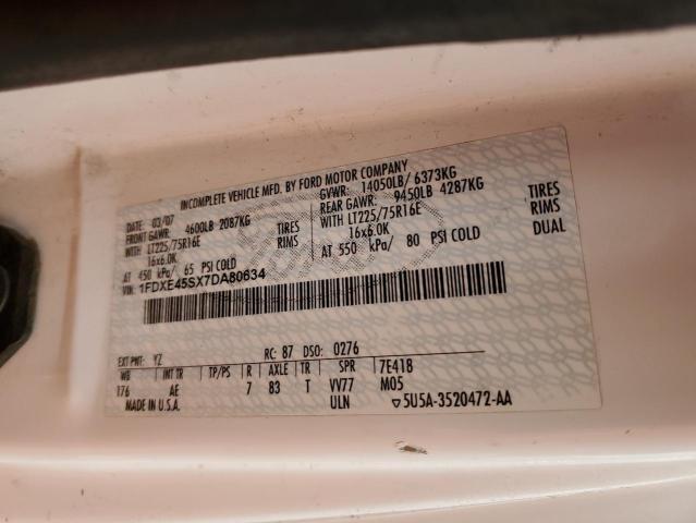 62944043 :رقم المزاد ، 1FDXE45SX7DA80634 vin ، 2007 Ford Econoline E450 Super Duty Cutaway Van مزاد بيع
