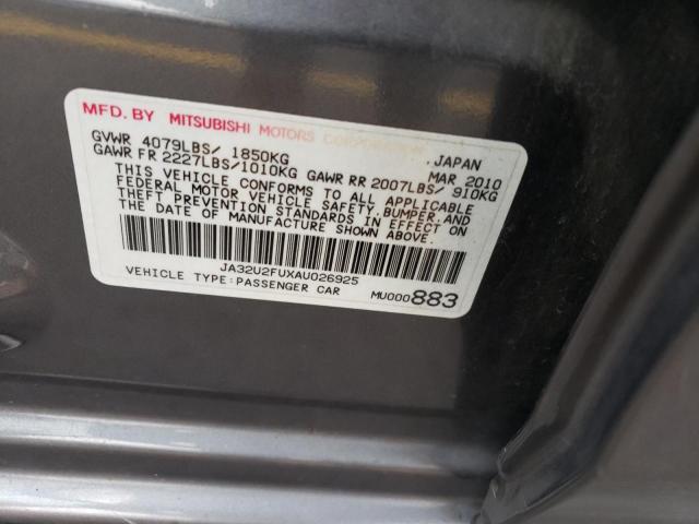 2010 Mitsubishi Lancer Es/es Sport მანქანა იყიდება აუქციონზე, vin: JA32U2FUXAU026925, აუქციონის ნომერი: 64132193